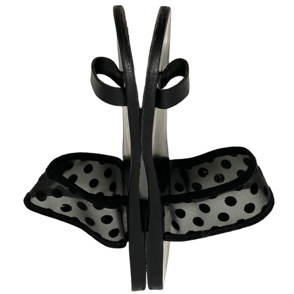 Ancient Greek Sandals Black Leather Sheer Polka Dot Toe Loop Slide Sandals 38 - Picture 10 of 14